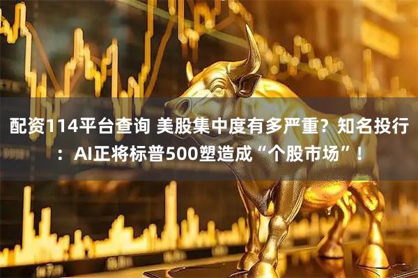 配资114平台查询 美股集中度有多严重？知名投行：AI正将标普500塑造成“个股市场”！